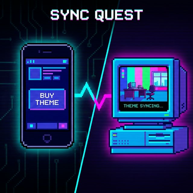 Phone and Mac syncing pixel art themes